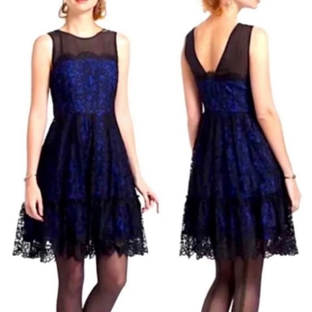 MOULINETTE SOEURS SAPPHIRE  BLACK LACE DRESS SZ 2